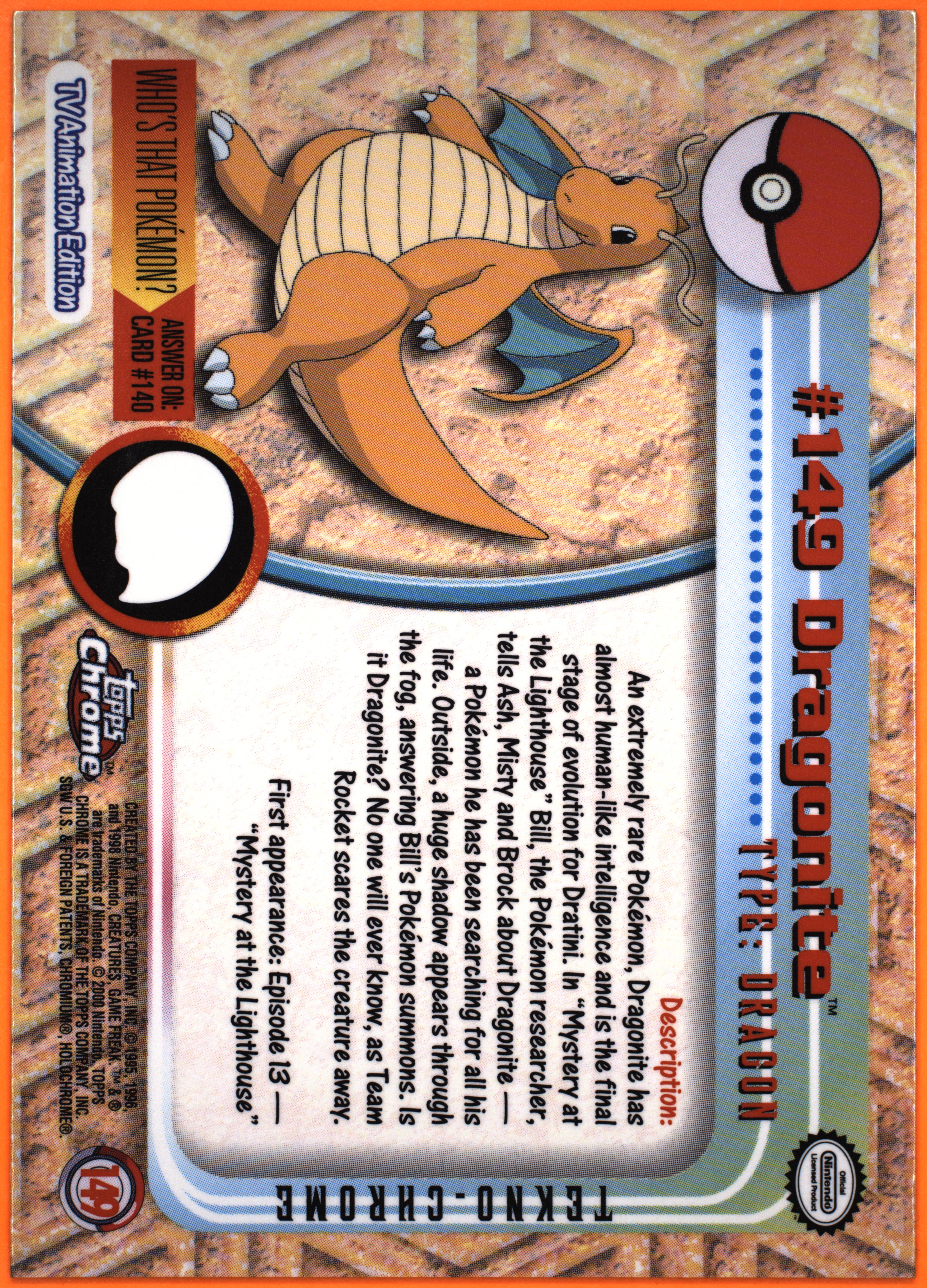 DRAGONITE #149 / TAG 10 (982) / TV ANIMATION EDITION SERIES